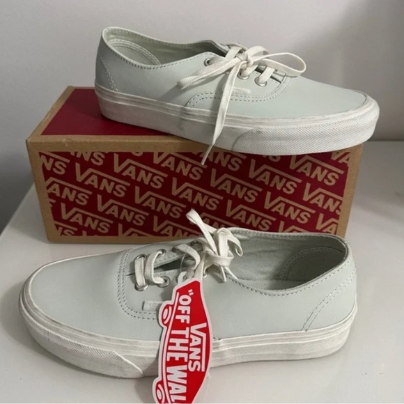BNIB- Vans Authentic Genuine Leather Light/Mint Green Shoes (M4/W5.5) - Picture 1 of 5